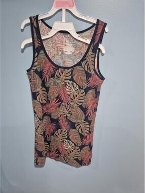 Time and Tru Women's Large Tropical Leaf Print Tank Top